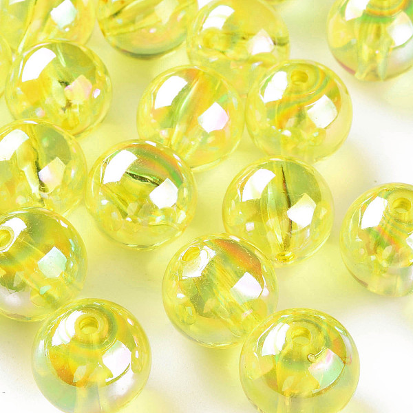 

PandaHall Transparent Acrylic Beads, AB Color Plated, Round, Yellow Green, 20x19mm, Hole: 3mm, about 111pcs/500g Acrylic Round