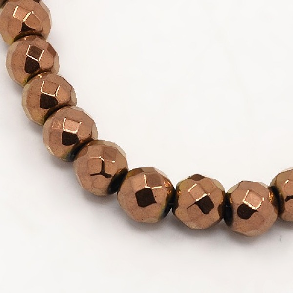 

PandaHall Electroplate Magnetic Synthetic Hematite Beads Strands, Faceted, Round, Copper Plated, 6mm, Hole: 1mm, about 32pcs/strand, 7.8...