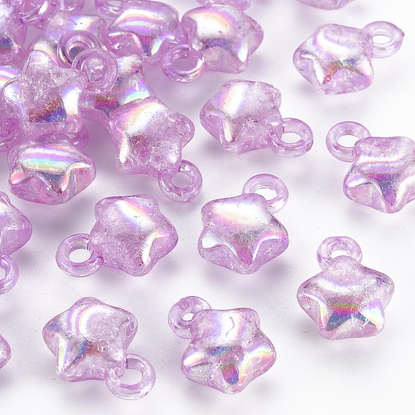 

PandaHall Transparent Crackle Acrylic Pendants, AB Color, Star, Medium Orchid, 18x14x8.5mm, Hole: 3.5mm, about 510pcs/500g Acrylic Star