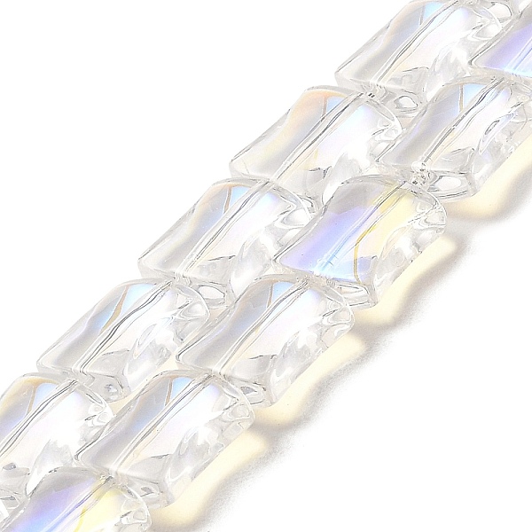 

PandaHall Transparent Electroplate Glass Beads Strands, Rainbow Plated, Bamboo Joint, Clear AB, 12x10x5.5mm, Hole: 1mm, about 49pcs/strand..., White