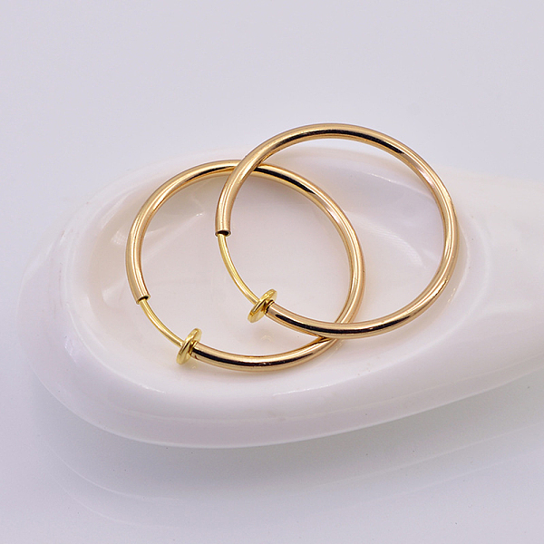 

PandaHall Electroplate Brass Retractable Clip-on Earrings, Non Piercing Spring Hoop Earrings, Cartilage Earring, Real 18k Gold Plated...