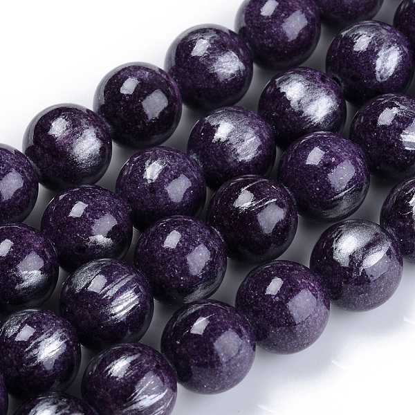

PandaHall Natural Mashan Jade Beads Strands, Brushed Silver Color, Dyed, Round, Indigo, 8mm, Hole: 0.8mm, about 50pcs/strand, 15.7 inch..., Purple
