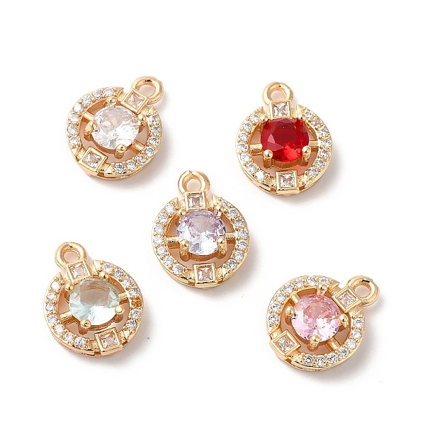 

PandaHall Brass Micro Pave Cubic Zirconia Charms, with Glass, Flat Round, Golden, Mixed Color, 13x10x5mm, Hole: 1.4mm Brass+Cubic Zirconia..., Multicolor