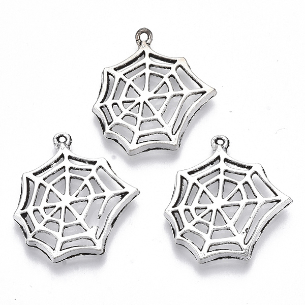 

PandaHall Tibetan Style Alloy Pendants, Lead Free & Cadmium Free, Spider Web, Antique Silver, 25.5x23.5x3mm, Hole: 0.8mm Alloy Others