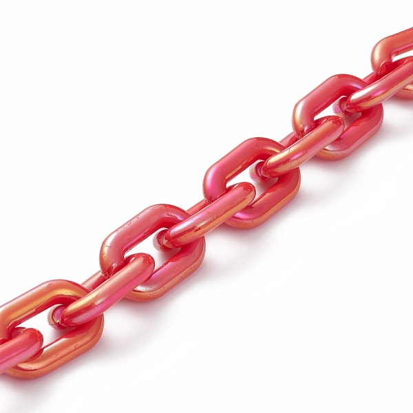 

PandaHall Handmade Opaque Acrylic Cable Chains, for Handbag Chain Making, Red, Links: 31x19x5mm, 39.37 inch(1m)/strand Acrylic Red