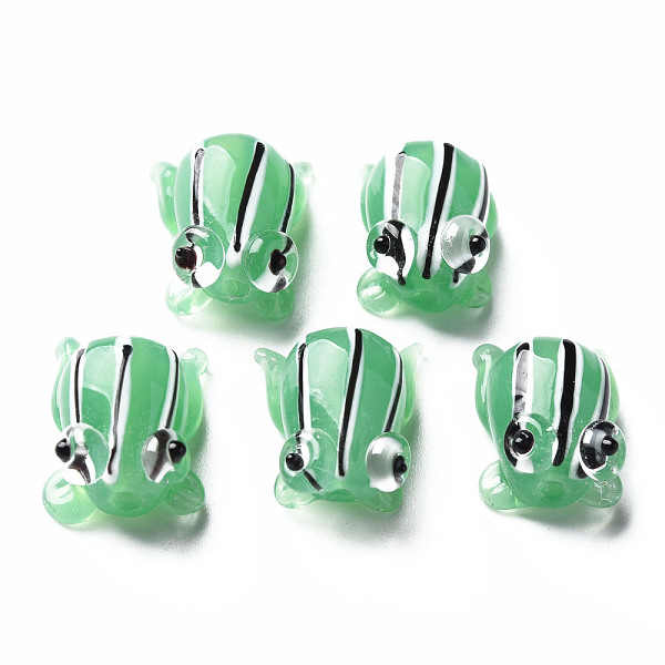 

PandaHall Handmade Lampwork Beads, Frog, Lime Green, 14.5~15.5x11~13x9mm, Hole: 1.2mm Lampwork Frog