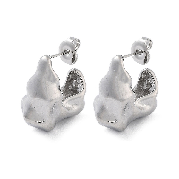 

PandaHall 304 Stainless Steel Stud Earrings, Half Hoop Earrings, Stainless Steel Color, 19x9mm 304 Stainless Steel