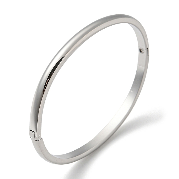

PandaHall 304 Stainless Steel Smooth Hinged Bangles, Stainless Steel Color, Inner Diameter: 2x2-3/8 inch(6x5cm) 304 Stainless Steel