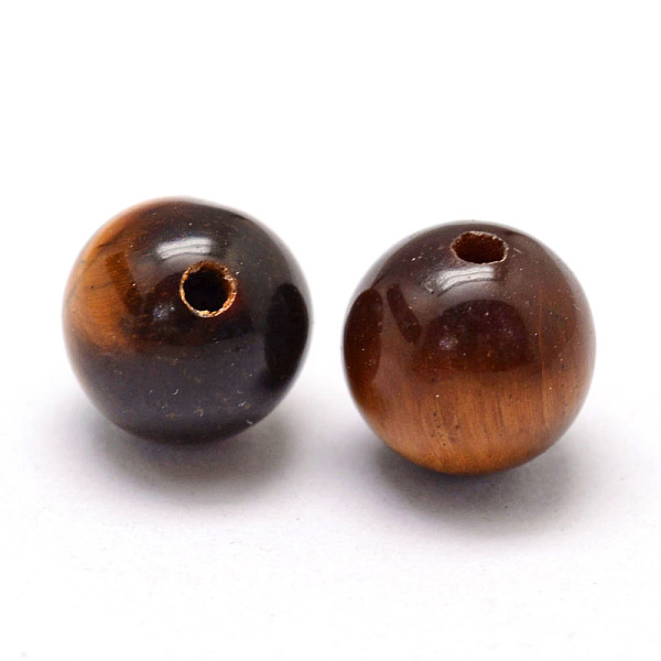 

PandaHall Grade A Natural Tiger Eye Round Beads, Half Drilled, 6mm, Hole: 1.2mm Tiger Eye Round