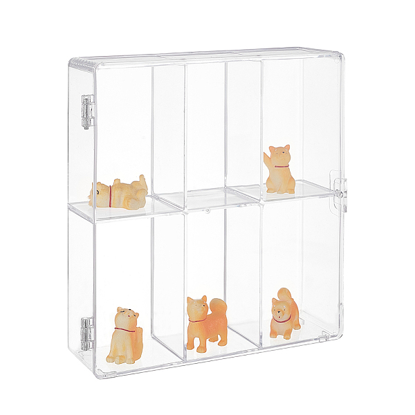 

PandaHall 2-Tier 6 Grids Transparent Plastic Action Figures Display cases, Dustproof Model Rack for Minifigures Toys, Rectangle, Clear...