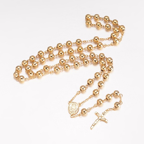 

PandaHall 201 Stainless Steel Necklaces, Rosary Bead Necklaces, Golden, 25.2 inch(64cm) 201 Stainless Steel