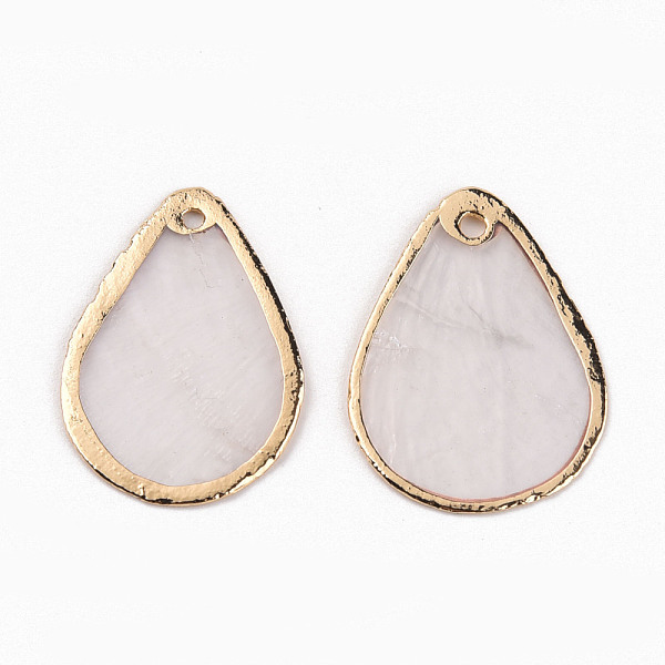 

PandaHall Natural Capiz Shell Pendants, Brass Edge Golden Plated, Teardrop, Linen, 25x18x0.8mm, Hole: 1.6mm Capiz Shell Teardrop Brown