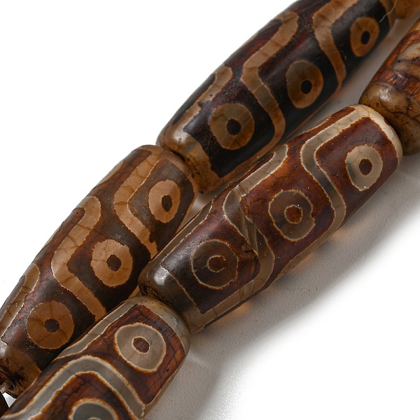 

PandaHall Tibetan Style dZi Beads Strands, Natural & Dyed Agate Beads, Rice with 9-Eye Pattern, Saddle Brown, 30x11mm, Hole: 2~2.5mm, about...