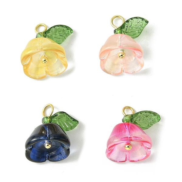 

PandaHall Transparent Acrylic Pendants, with Glass, Flower Charm, Mixed Color, 13.5x11.5mm, Hole: 2.5mm, 4pcs/set Acrylic Flower Multicolor