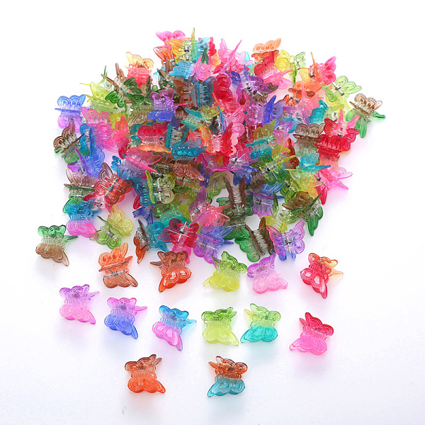 

PandaHall Kids Hair Accessories, Plastic Claw Hair Clips, Butterfly, Mixed Color, 16~18x18~19x19~21mm Plastic Multicolor