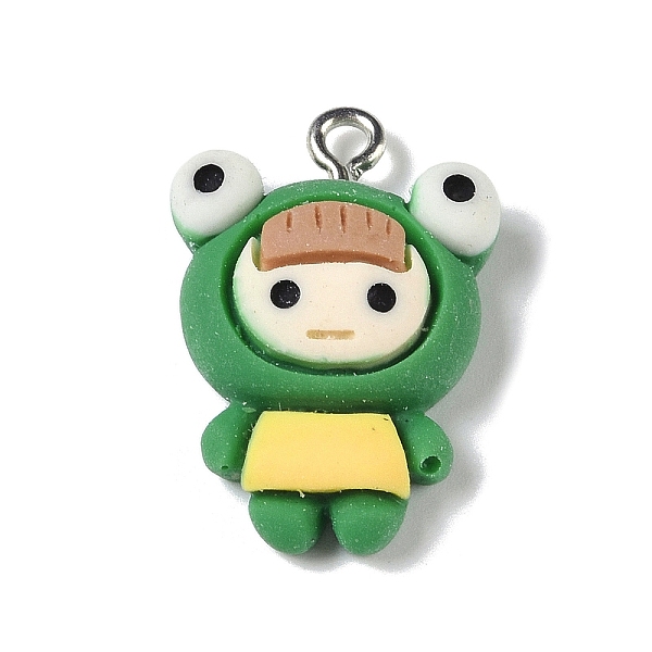 

PandaHall Opaque Resin Pendants, Cartoon Girl Charms with Platinum Plated Iron Loops, Frog, 23.5x16x7mm, Hole: 2mm Iron+Resin Frog Green