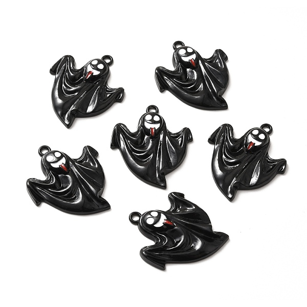 

PandaHall Halloween Alloy Enamel Pendants, DIY Jewelry Making Supplies, Ghost, Black, 33x27x5mm, Hole: 2mm Alloy+Enamel Ghost Black