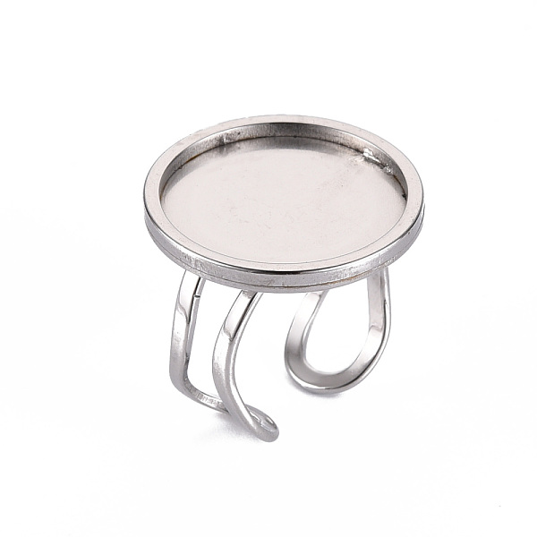 

PandaHall 201 Stainless Steel Cuff Pad Ring Settings, Laser Cut, Stainless Steel Color, Tray: 20mm, US Size 7 1/4(17.5)~US Size 8(18mm) 201...