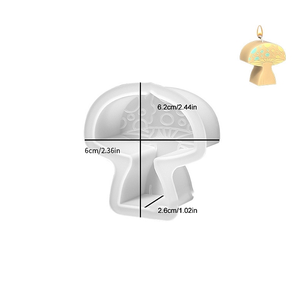 

PandaHall DIY Food Grade Silicone Candle Molds, for Candle Making, Mushroom, White, 6.2x6cm Silicone Mushroom White