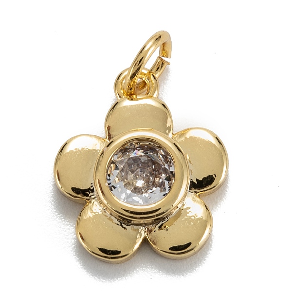 

PandaHall Brass Cubic Zirconia Charms, Real 18K Gold Plated, Long-Lasting Plated, Plum Blossom , Clear, 14x12x3.5mm, Hole: 3mm, Jump Ring...