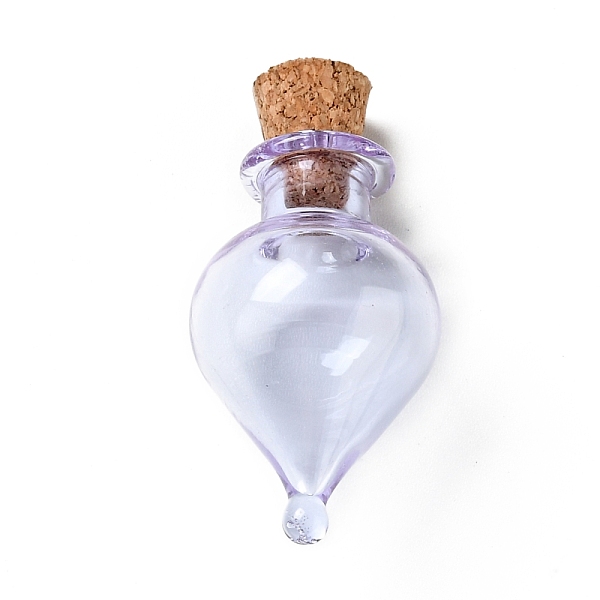 PandaHall Teardrop Glass Cork Bottles Ornament, Glass Empty Wishing Bottles, DIY Vials for Pendant Decorations, Lilac, 3.6cm Glass Bottle...