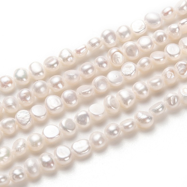 

PandaHall Natural Cultured Freshwater Pearl Beads Strands, Two Sides Polished, Nuggets, White, 4~5x5~6mm, Hole: 0.7mm, about 70pcs/strand...