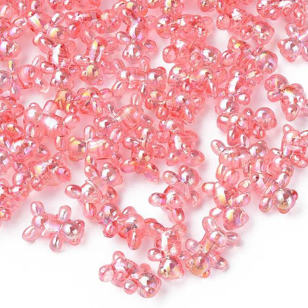 

PandaHall Transparent Acrylic Beads, AB Color Plated, Bear, Salmon, 16x13x8.5mm, Hole: 2mm, about 700pcs/500g Acrylic Bear Red