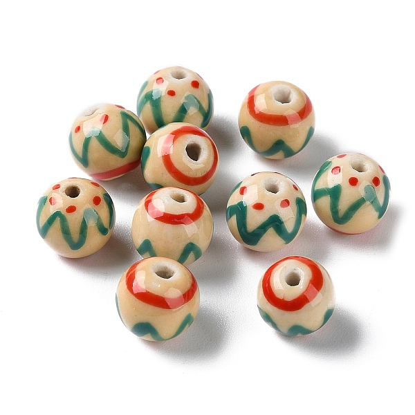 

PandaHall Handmade Porcelain Beads, Famille Rose Porcelain, Round, Antique White, 10mm, Hole: 1.6mm Porcelain Round