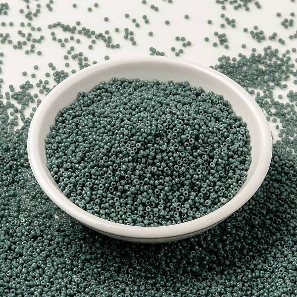 

PandaHall MIYUKI Round Rocailles Beads, Japanese Seed Beads, 15/0, (RR4481) Duracoat Dyed Opaque Eucalyptus, 1.5mm, Hole: 0.7mm, about..., Green