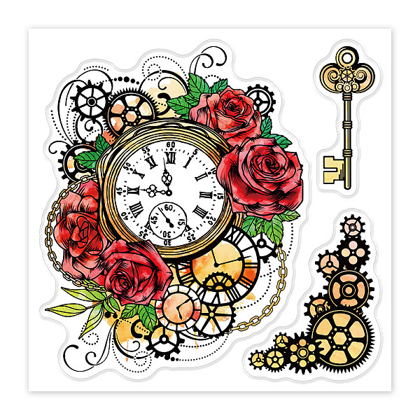 

PandaHall PVC Sakura Stamp, for DIY Scrapbooking, Clock, 100x100mm Plastic Clock