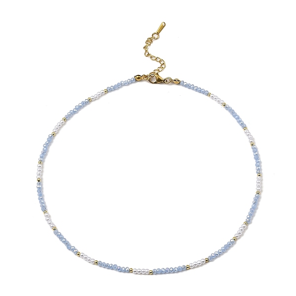 

PandaHall Glass Beaded Necklaces, Aqua, 18.66 inch(47.4cm) Glass Cyan