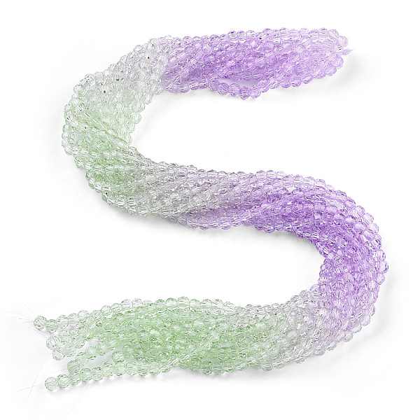 

PandaHall Transparent Glass Beads Strands, Segmented Multi-color Beads, Faceted(32 Facets), Round, Lilac, 4~4.5mm, Hole: 1mm, about..., Purple