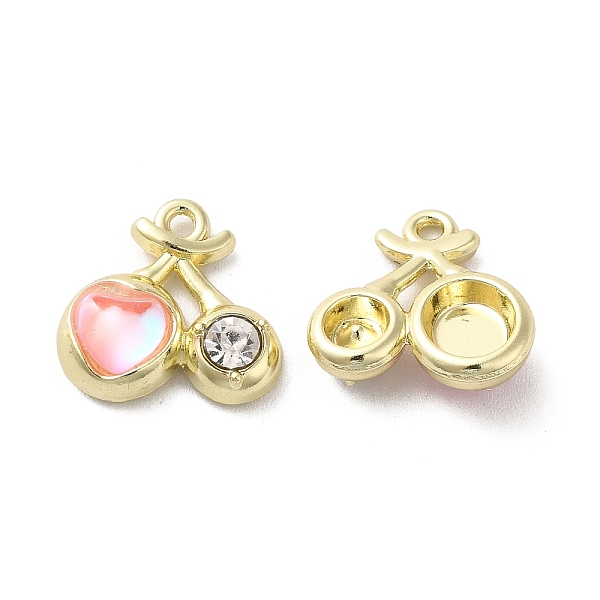 

PandaHall Alloy Pendant, with Glass, Light Gold, Lead Free & Cadmium Free, Cherry Charm, Pink, 14x15x5mm, Hole: 1.5mm Alloy+Glass Cherry...