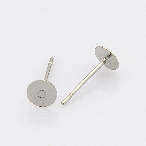 

PandaHall 304 Stainless Steel Stud Earring Findings, Stainless Steel Color, 12x4mm, Pin: 0.7mm 304 Stainless Steel Round