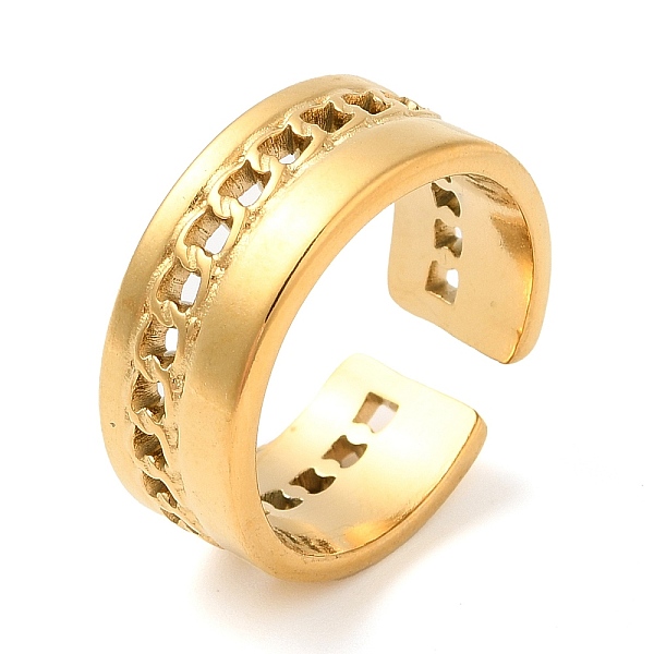 

PandaHall 304 Stainless Steel Hollow Open Cuff Rings for Women, Real 18K Gold Plated, Inner Diameter: 17mm 304 Stainless Steel