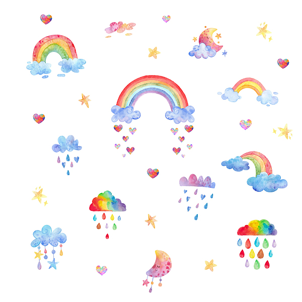 

PandaHall PVC Wall Stickers, for Wall Decoration, Rainbow Pattern, 290x800mm, 2pcs/set Plastic Rainbow