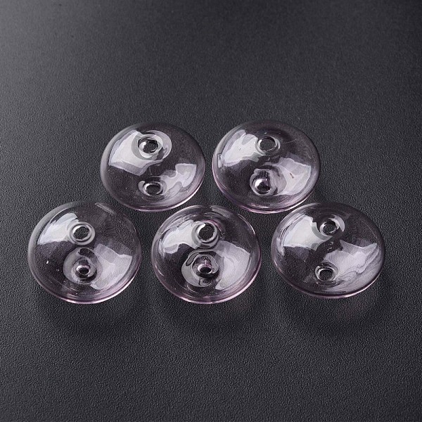 

PandaHall Transparent Handmade Blown Glass Globe Beads, Stripe Pattern, Flat Round, Lavender Blush, 20~21x13~14mm, Hole: 1~2mm Glass Flat...