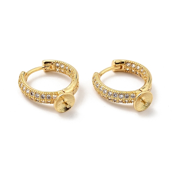 

PandaHall Brass Micro Pave Clear Cubic Zirconia Hoop Earring Findings, for Half Drilled Beads, Cadmium Free & Nickel Free & Lead Free, Real...