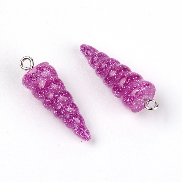 

PandaHall Resin Pendants, with Platinum Iron Peg Bail, Glitter Powder, Unicorn Horn, Purple, 29x10x9.5mm, Hole: 1.8mm Iron+Resin Others...