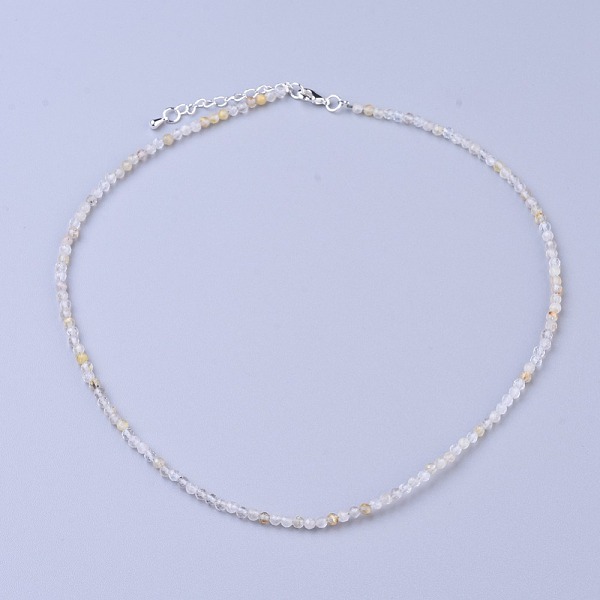 

PandaHall Natural Rutilated Quartz Beaded Necklaces, with Brass Lobster Claw Clasps, Faceted Round Beads, 16.5 inch~16.7 inch(42~42.5cm)x2mm...