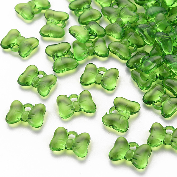 

PandaHall Transparent Acrylic Pendants, Bowknot, Green, 13.5x18x5.5mm, Hole: 2.5mm, about 625pcs/500g Acrylic Bowknot Green