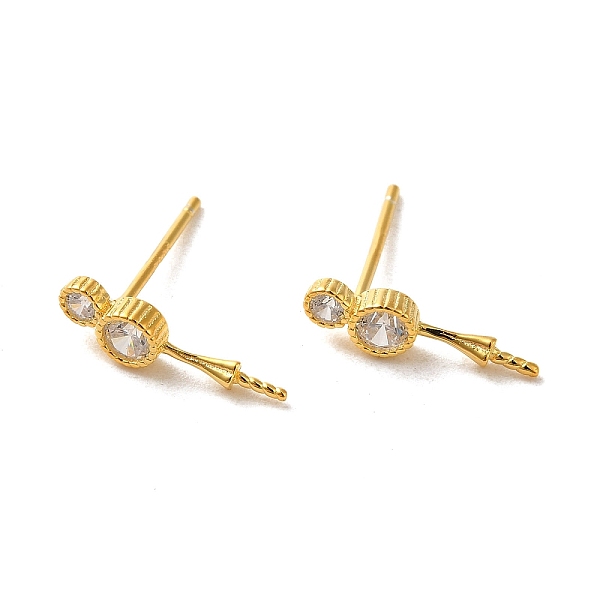 

PandaHall 925 Sterling Silver Stud with Cubic Zirconia Earrings Findings, Number 8, Real 18K Gold Plated, 13.5x3.5mm, Pin: 11x0.7mm Sterling..., Clear