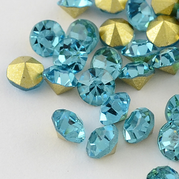 

PandaHall Glass Pointed Back Rhinestone, Back Plated, Diamond, Aquamarine, 8~8.3mm, about 144pcs/gross Glass Rhinestone Diamond Blue