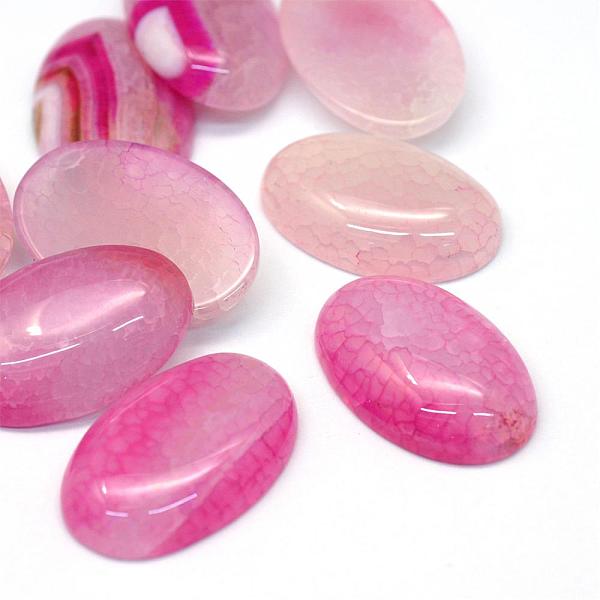 

PandaHall Oval Dyed Natural Crackle Agate Cabochons, Hot Pink, 29~30x19~20x6~7mm Crackle Agate Oval Pink