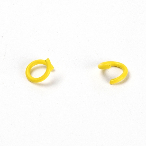 

PandaHall Baking Painted Metal Open Jump Rings, Yellow, 8x1.2mm, Inner Diameter: 5.6mm, about 100pcs/bag Alloy Ring Yellow