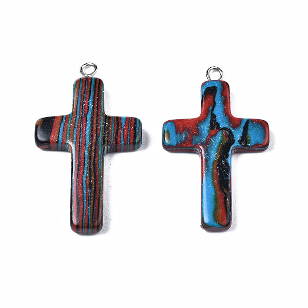 

PandaHall Synthetic Malachite Pendants, Dyed, Cross, Colorful, 32~34x20~22x3~5mm, Hole: 1.5mm Malachite Cross
