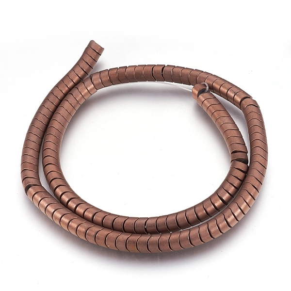 

PandaHall Electroplate Non-magnetic Synthetic Hematite Bead Strands, Frosted, Wave Column, Copper Plated, 6x4mm, Hole: 1mm, about...