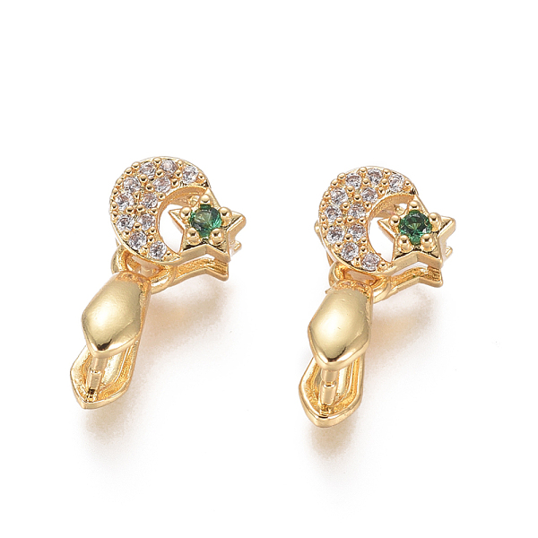 

PandaHall Brass Micro Pave Cubic Zirconia Ice Pick Pinch Bails, Long-Lasting Plated, Moon, Golden, Moon: 6x7.5x5mm, Hole: 2.5x3mm, Pinch...