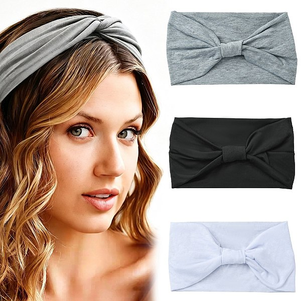 3 bandeau élastique de sport en polyester uni