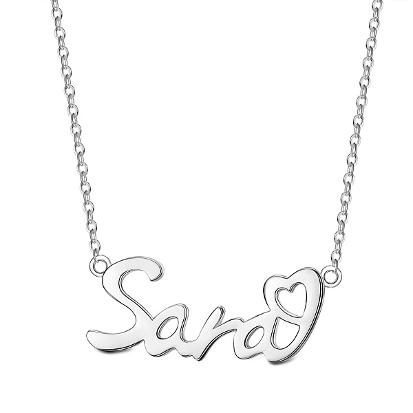 

PandaHall SHEGRACE Rhodium Plated 925 Sterling Silver Pendant Necklaces, with Cable Chains, Word Sara, Platinum, 15 inch(38cm) Sterling...